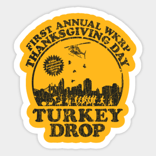 VINTAGE -  WKRP TURKEY DROP BLACK Sticker